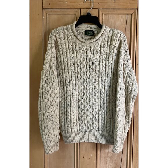 Glencroft Womens Vintage 90s Pure Wool UK Fisherman Sweater Medium Beige SP EXC - Picture 1 of 11